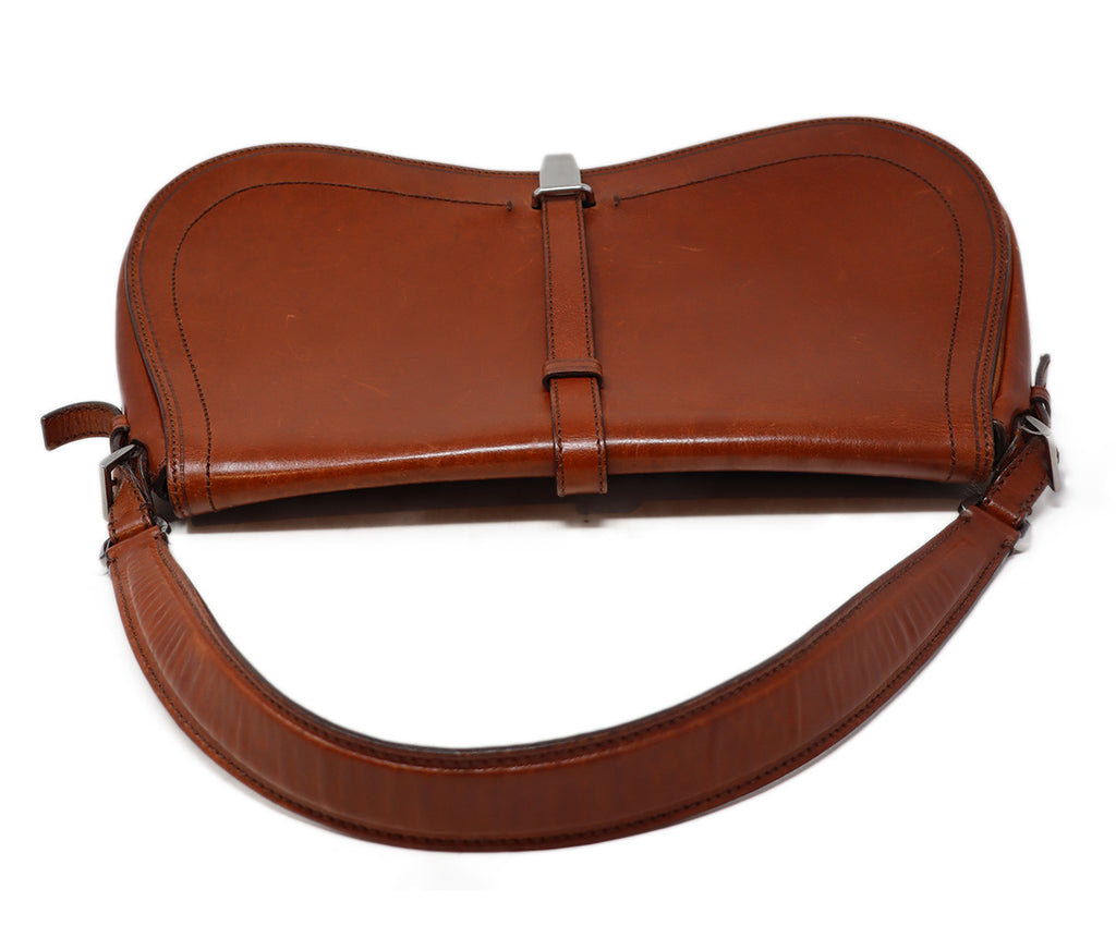 Prada Rust Brown Leather Shoulder Bag 4