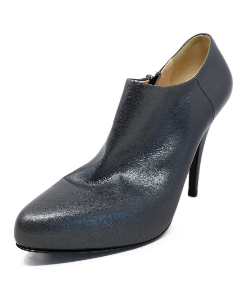 Prada Silver Leather Heeled Booties 