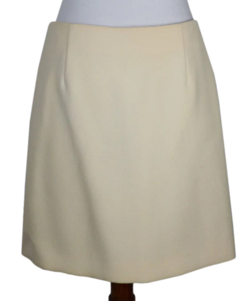 Prada Cream Wool Gold Button Skirt sz 6 - Michael's Consignment NYC