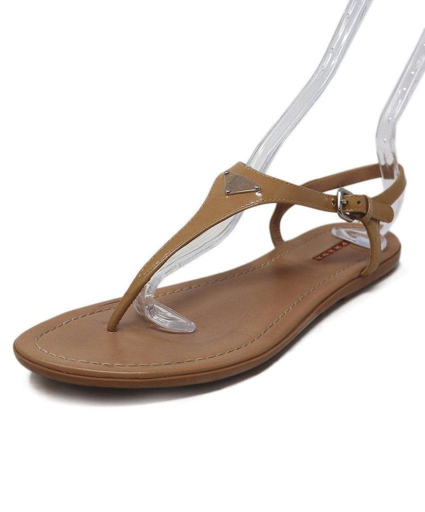 Prada Sport Tan Patent Leather Sandals 