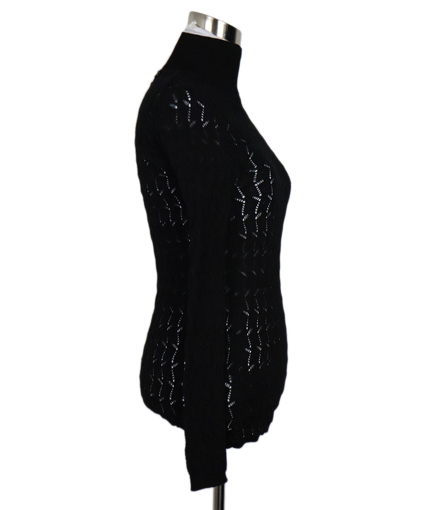 Prada Black Cotton Open Knit Turtleneck 1