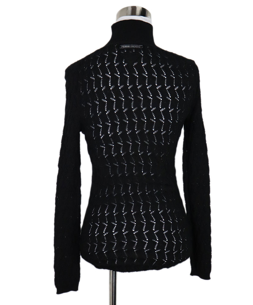 Prada Black Cotton Open Knit Turtleneck 2