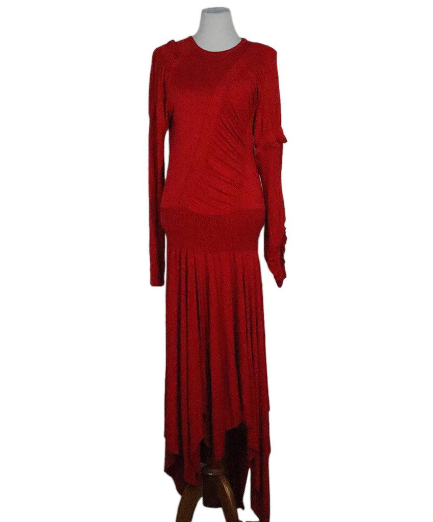 Preen Red Longsleeve Ruffle Dress 