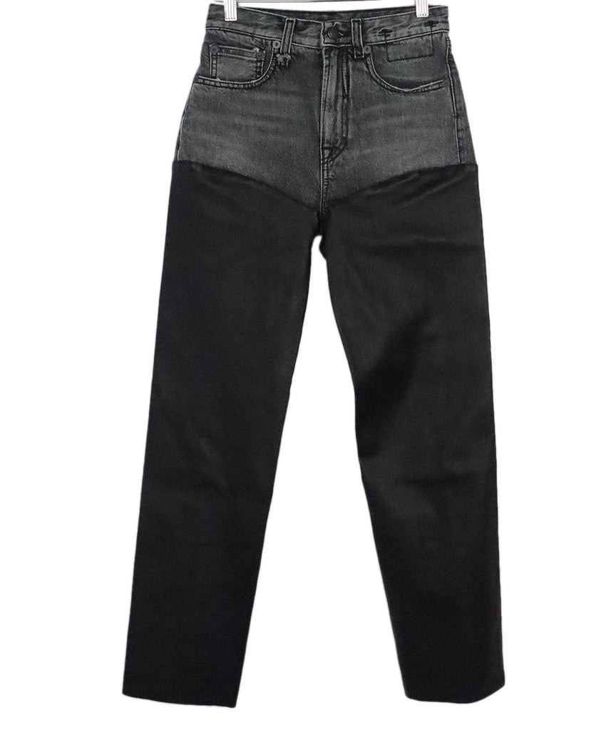 R13 Black Denim & Leather Pants 