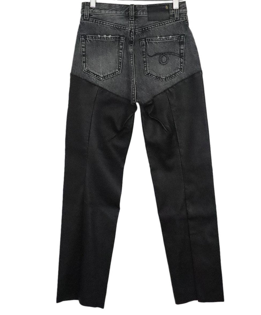 R13 Black Denim & Leather Pants 1