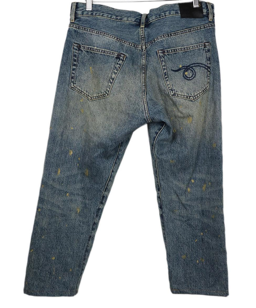 R13 Blue & Gold Paint Splatter Jeans sz 4 - Michael's Consignment NYC