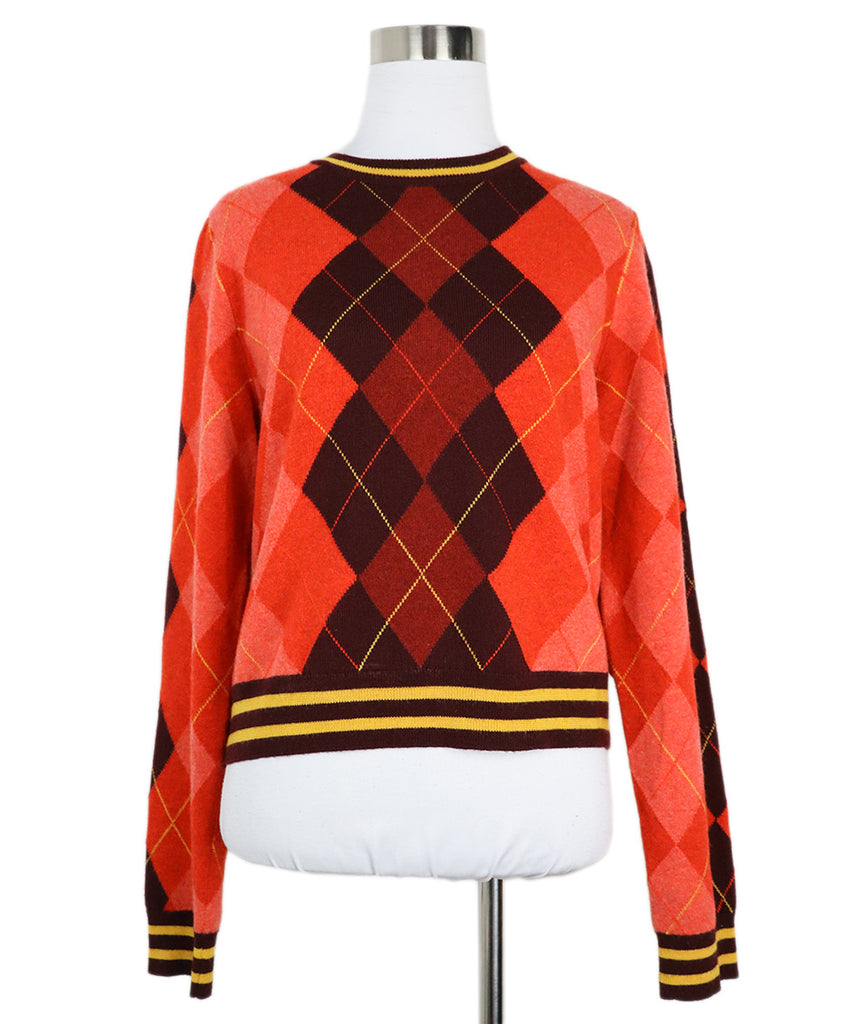Rag & Bone Red Argyle Print Wool Sweater 