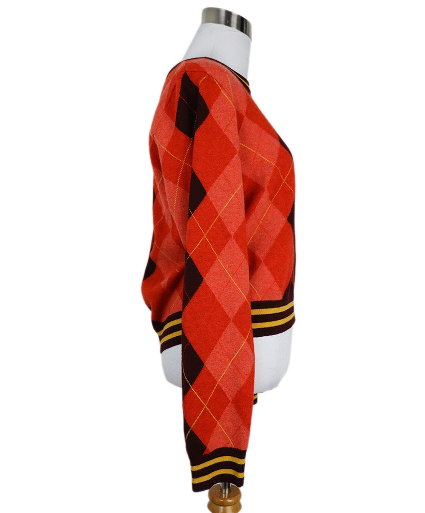 Rag & Bone Red Argyle Print Wool Sweater 1