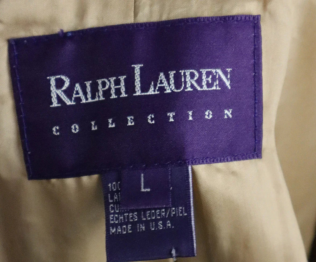 Ralph Lauren Vintage Beige Leather Jacket sz 8 - Michael's Consignment NYC
