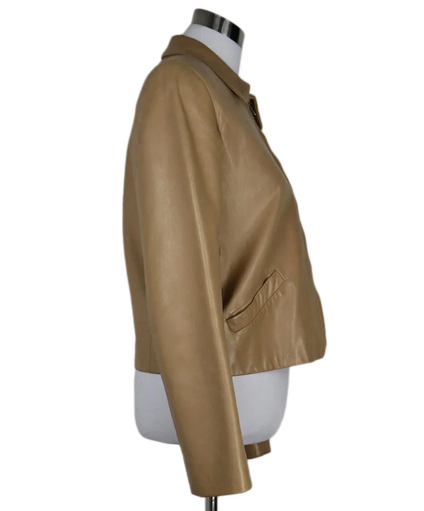 Ralph Lauren Vintage Beige Leather Jacket sz 8 - Michael's Consignment NYC