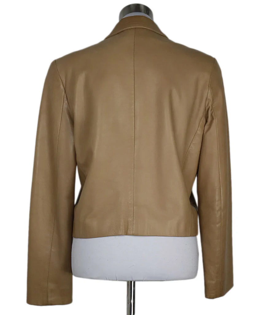 Ralph Lauren Vintage Beige Leather Jacket sz 8 - Michael's Consignment NYC