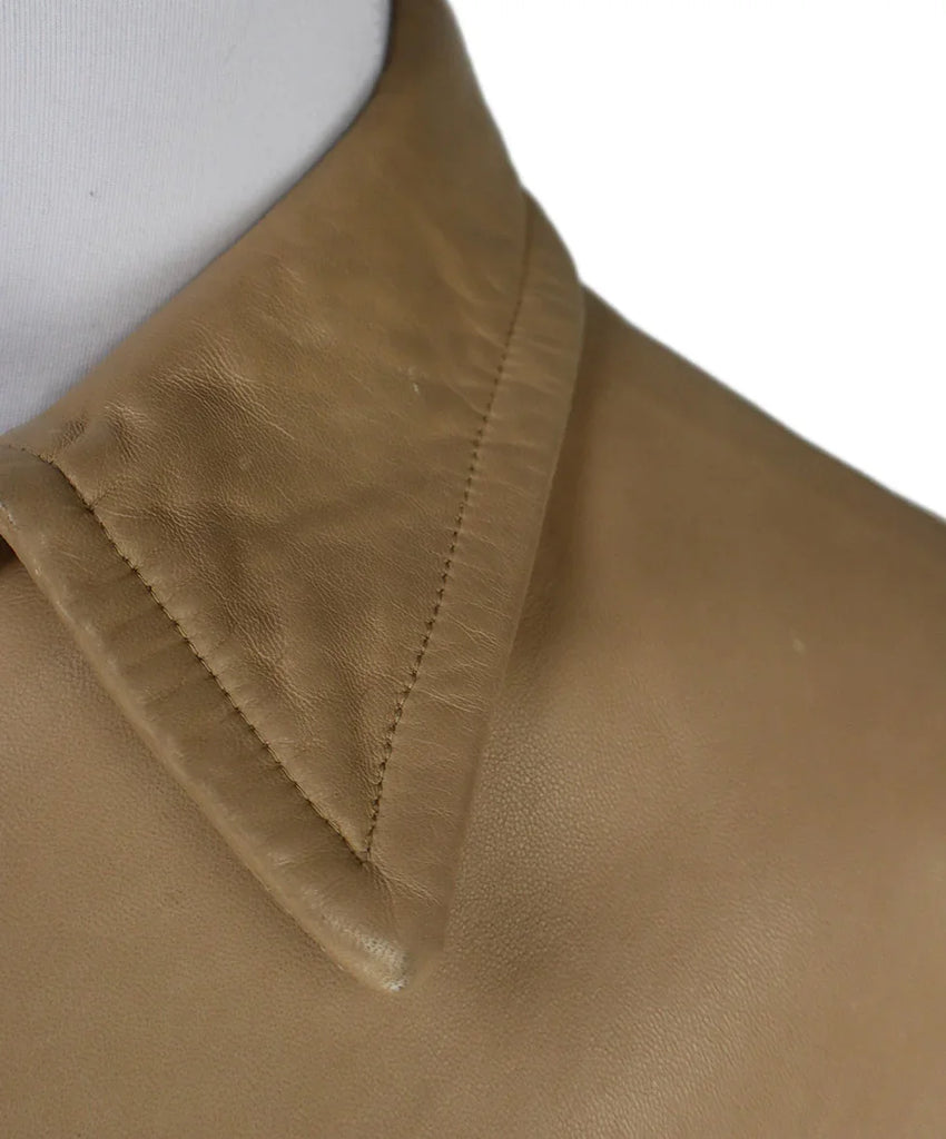 Ralph Lauren Vintage Beige Leather Jacket sz 8 - Michael's Consignment NYC