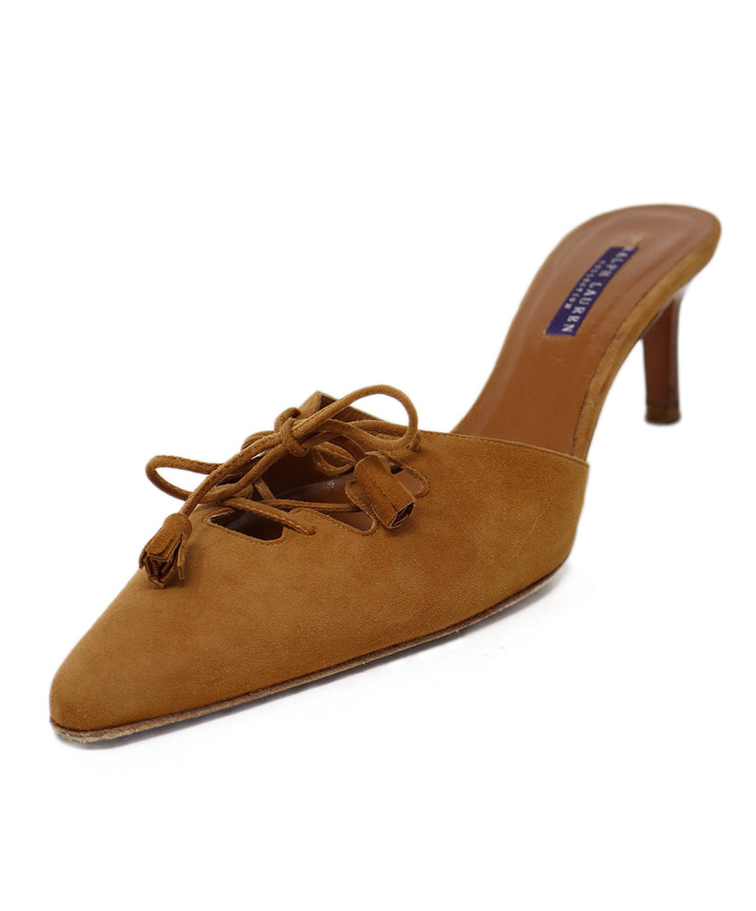 Ralph Lauren Brown Suede Lace Up Heels 