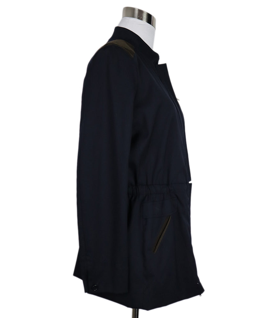 Rani Arabella Navy Wool & Brown Suede Jacket 1