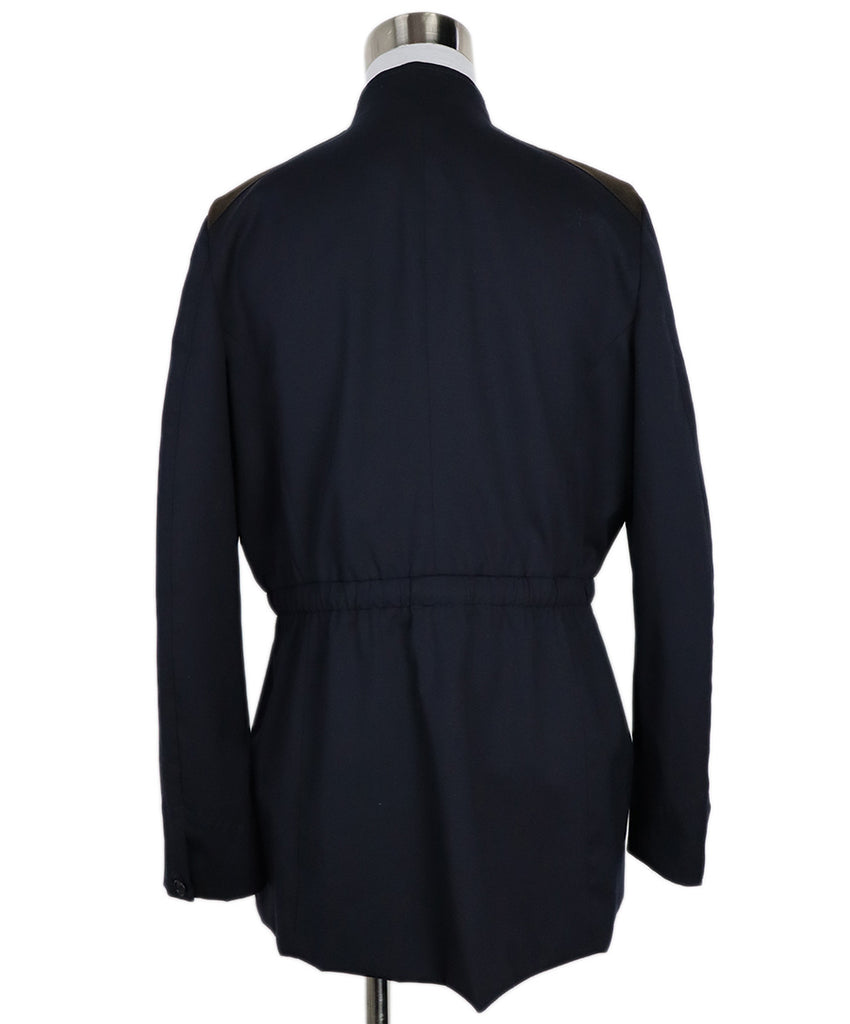 Rani Arabella Navy Wool & Brown Suede Jacket 2