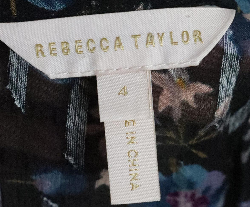 Rebecca Taylor Black Floral Print Dress 3