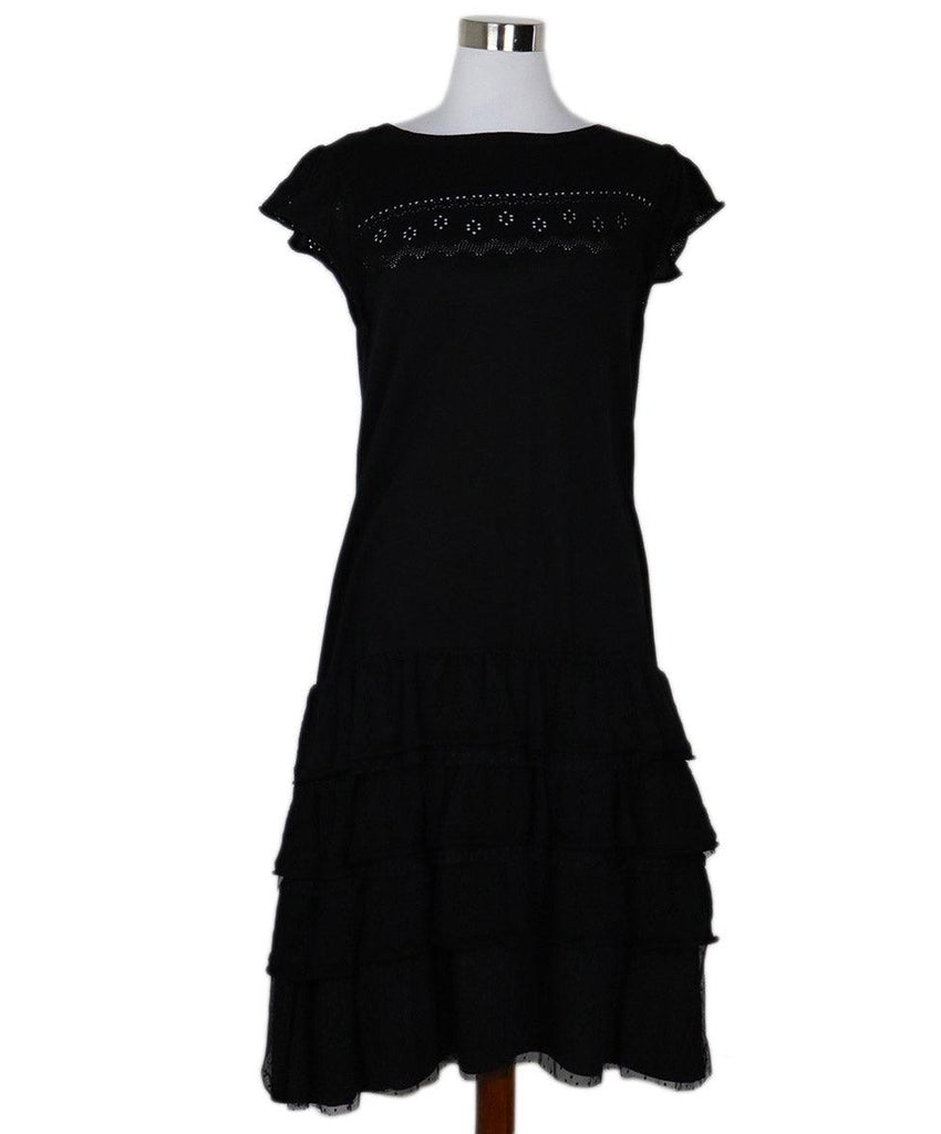 Red Valentino Black Ruffle Tiered Dress 