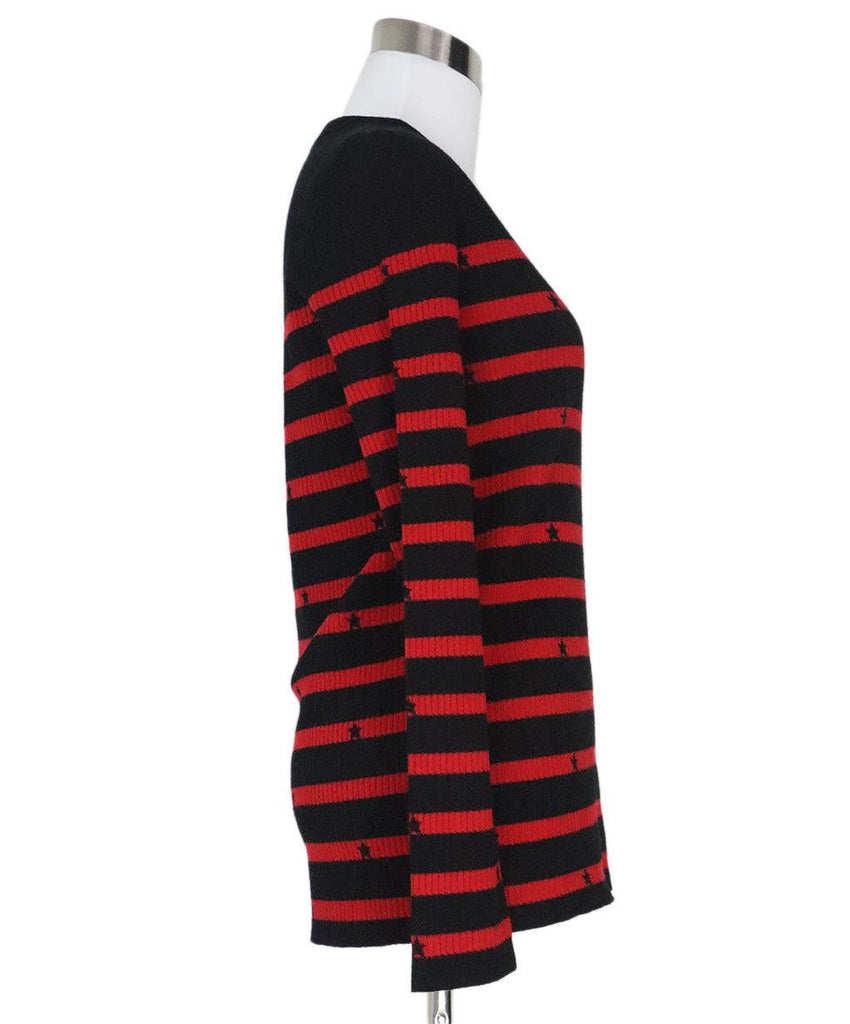 Red Valentino Red & Black Striped Star Sweater 1