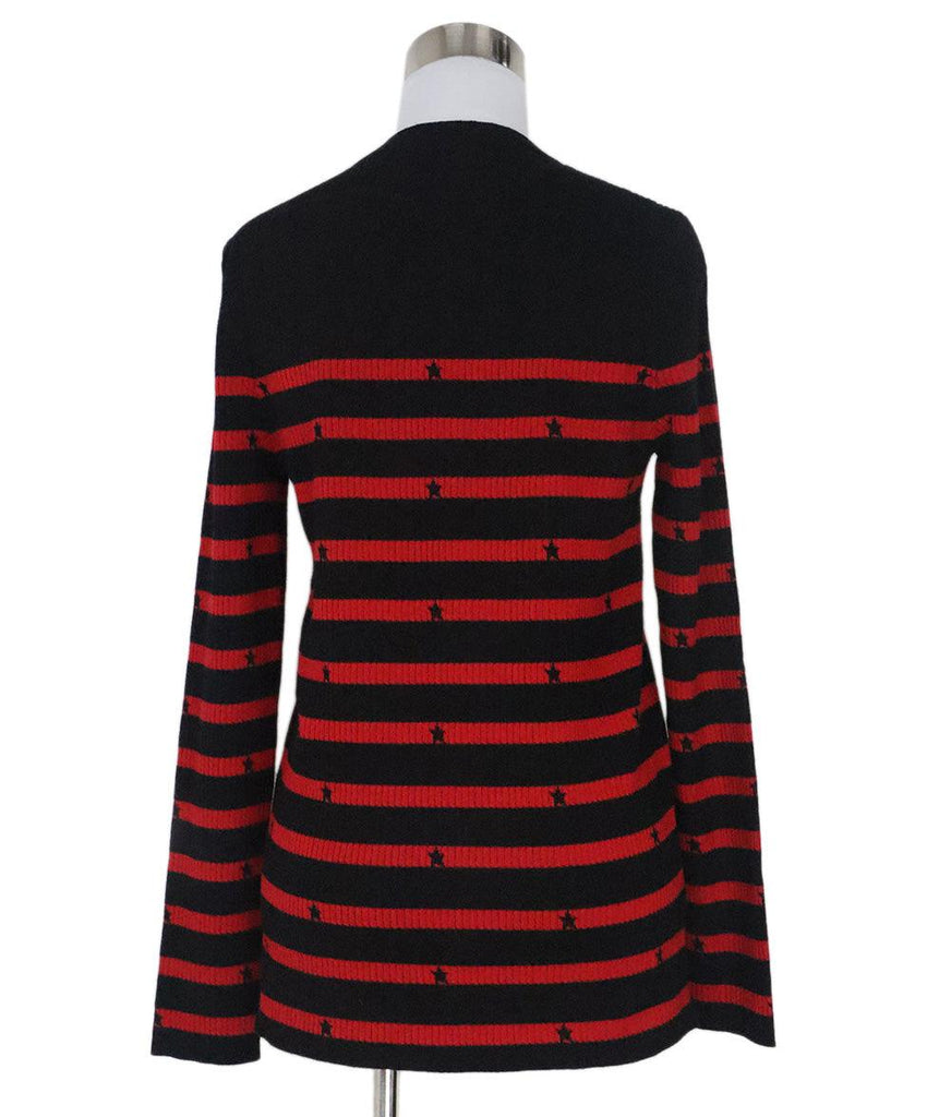 Red Valentino Red & Black Striped Star Sweater 2
