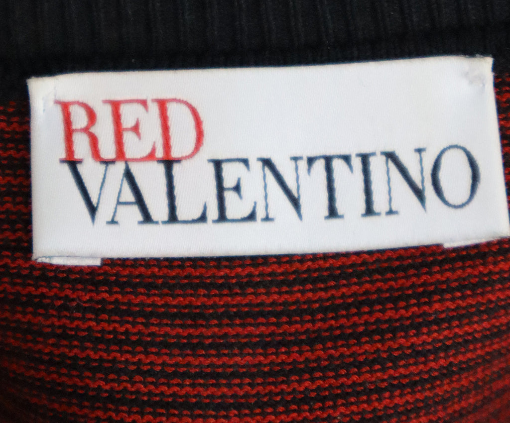 Red Valentino Red & Black Striped Ruffle Sweater 3