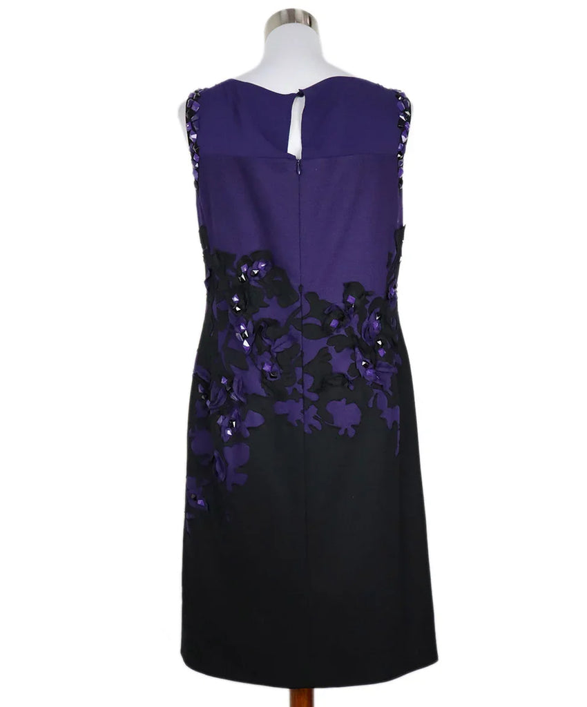 Rena Lange Purple & Black Beaded Dress sz 12 - Michael's Consignment NYC