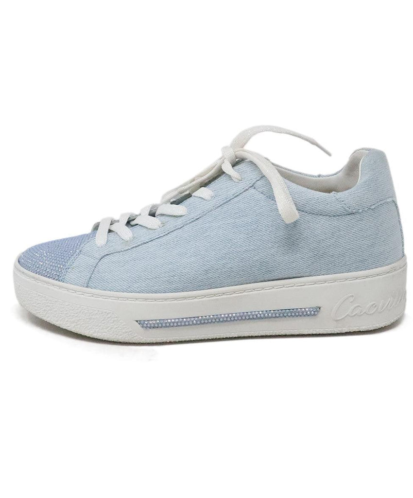 Rene Caovilla Blue Denim Rhinestone Sneakers 1