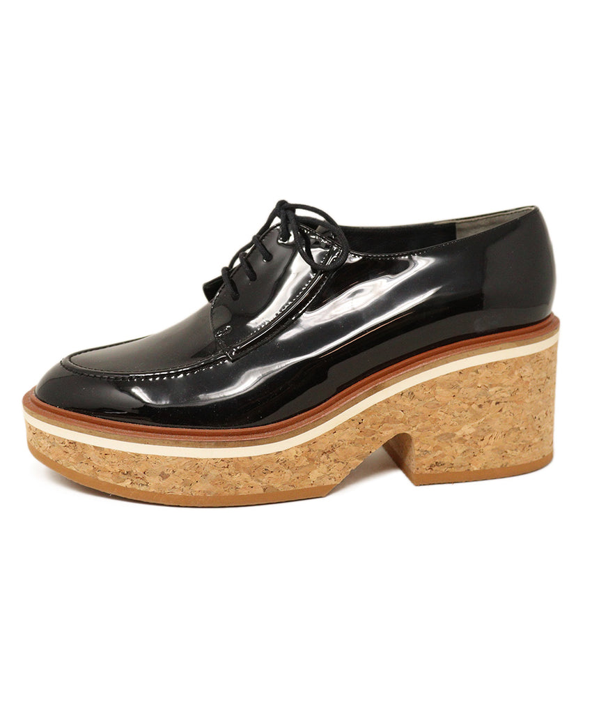 Robert Clergerie Black Patent Leather Cork Wedges 1