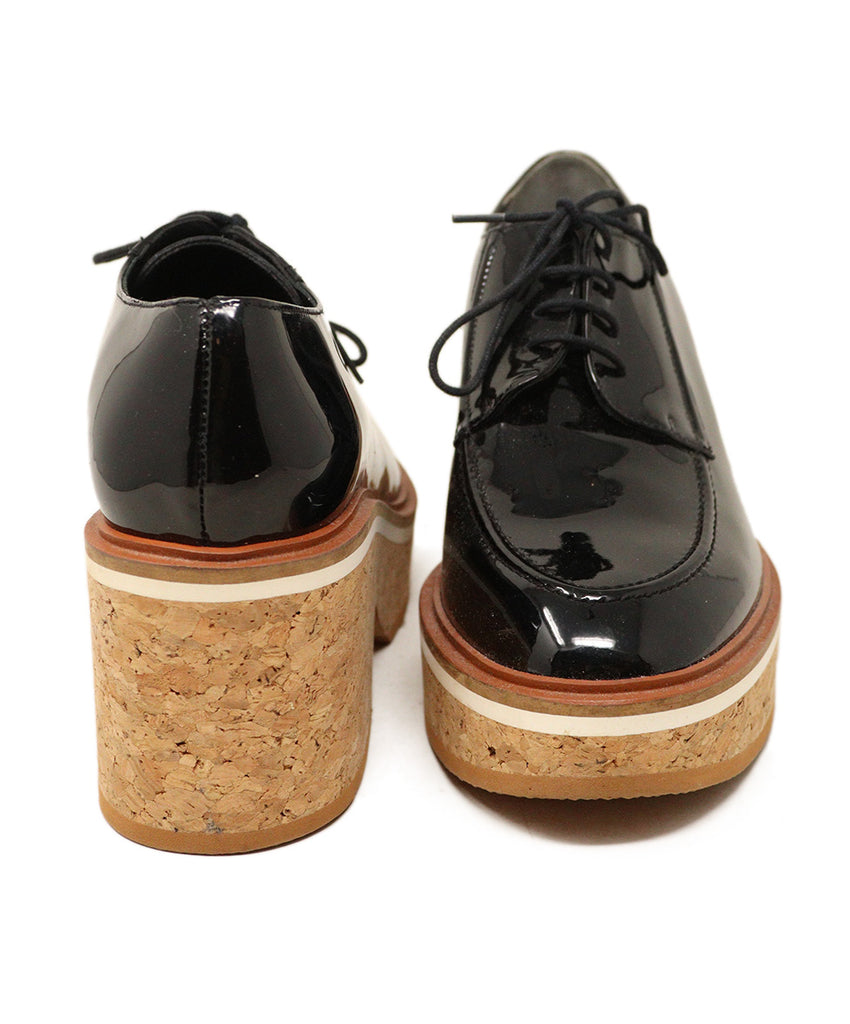 Robert Clergerie Black Patent Leather Cork Wedges 2
