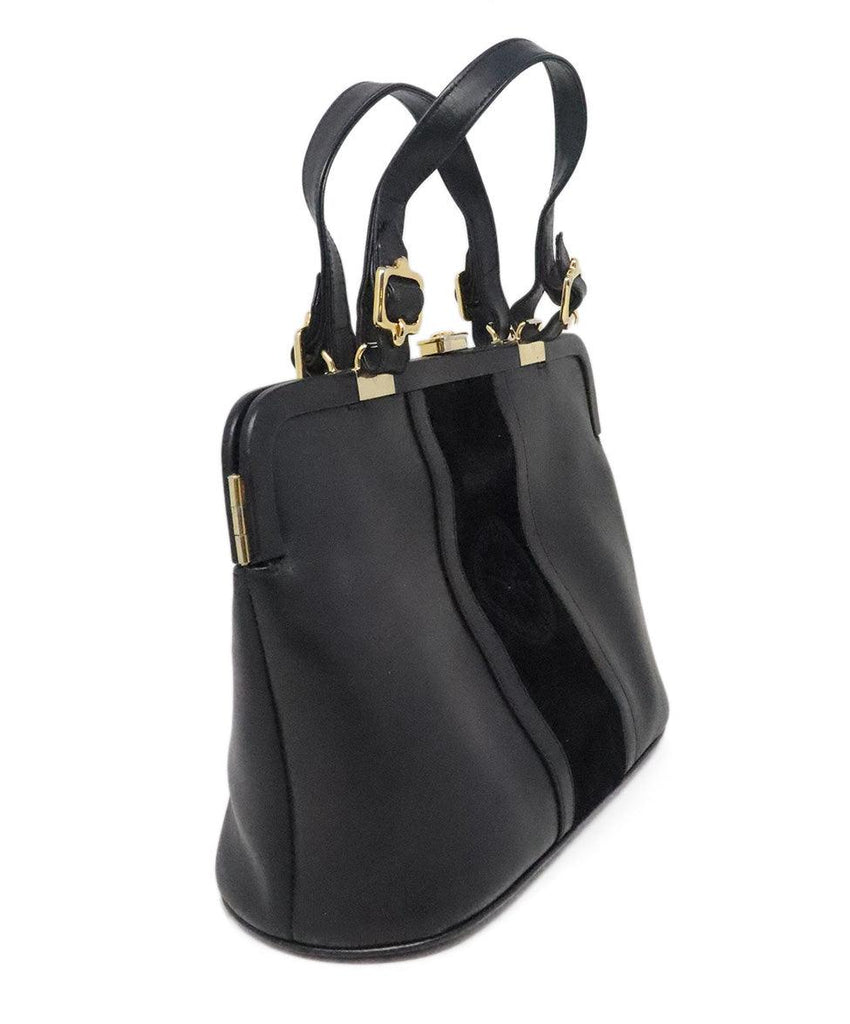Roberta Di Camerino Black Leather & Velvet Bag 1