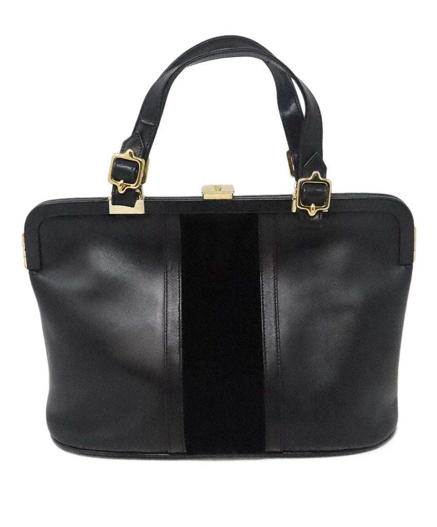 Roberta Di Camerino Black Leather & Velvet Bag - Michael's Consignment NYC