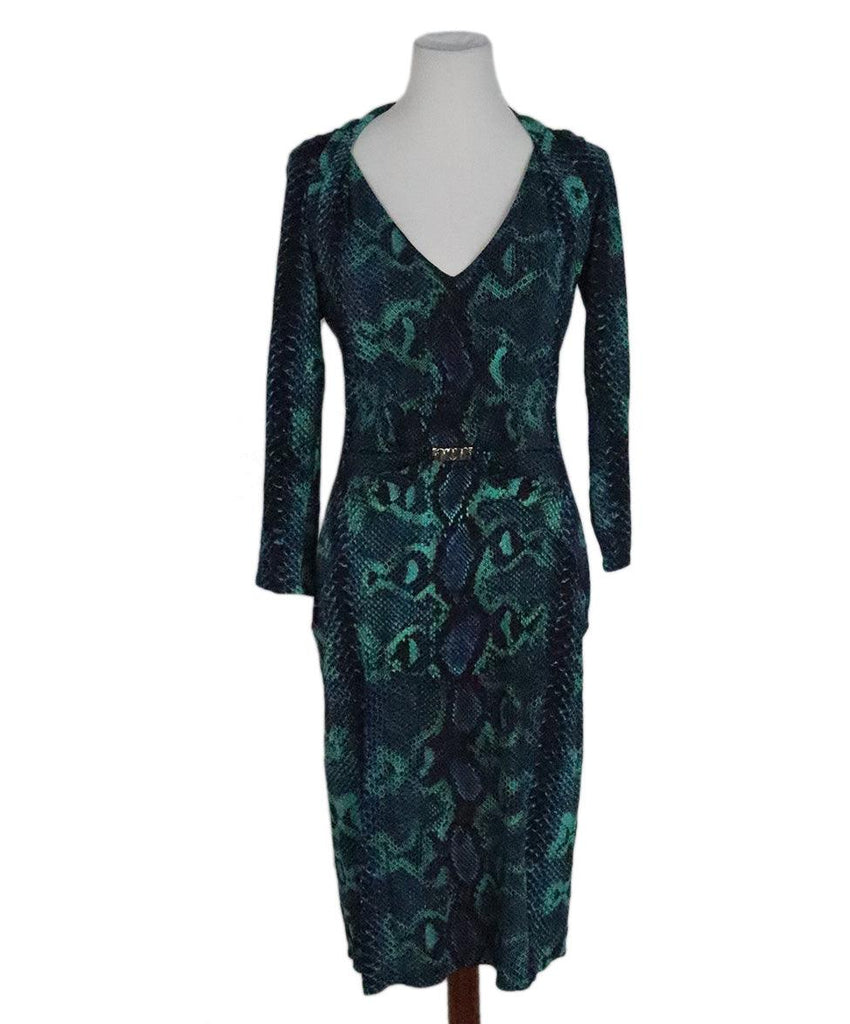 Roberto Cavalli Blue & Green Snakeprint Dress sz 6 - Michael's Consignment NYC
