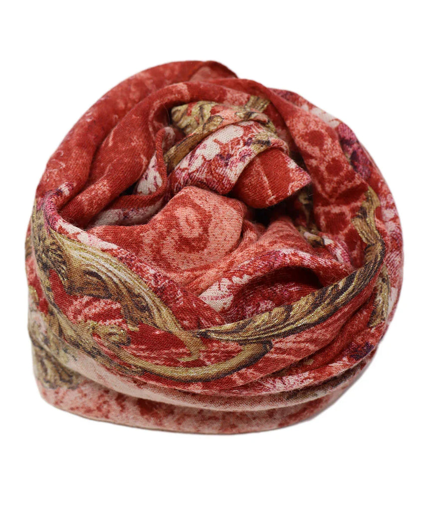 Roberto Cavalli Red Pink & Purple Floral Wool Scarf - Michael's Consignment NYC