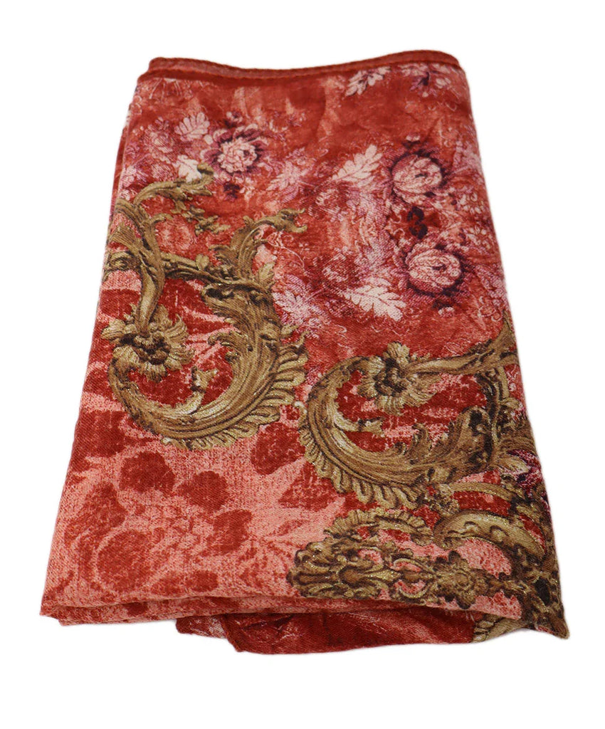 Roberto Cavalli Red Pink & Purple Floral Wool Scarf - Michael's Consignment NYC