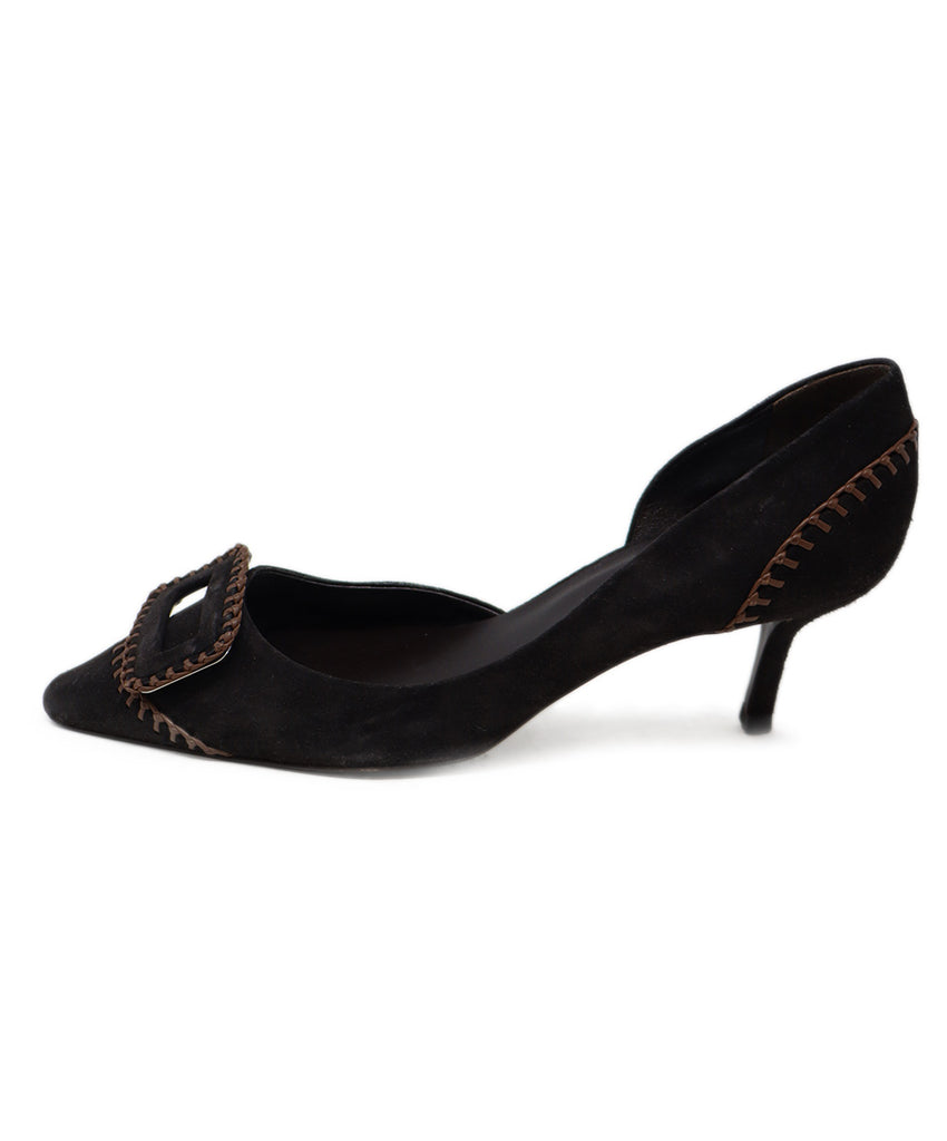 Roger Vivier Black Suede & Brown Stitched Heels 1