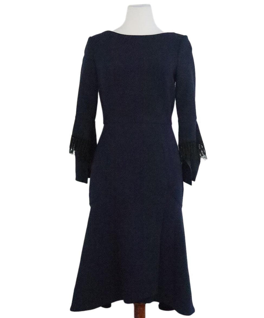Roland Mouret Navy & Black Wool Dress sz 4 - Michael's Consignment NYC