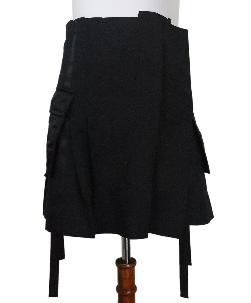 Sacai Black Wool Pleated Skirt 