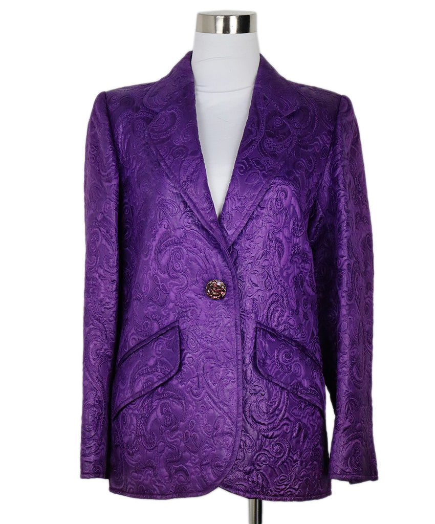 Saint Laurent Vintage Purple Jacquard Blazer 