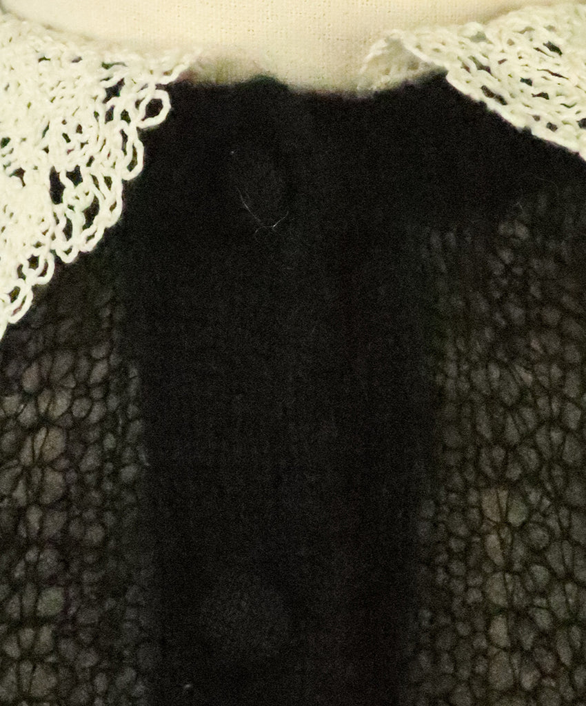 Saint Laurent Black Mohair & White Crochet Sweater 5