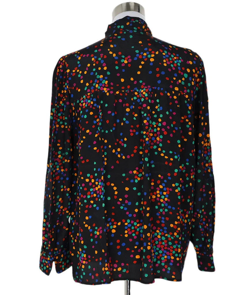 Saint Laurent Vintage Polka Dot Silk Top sz 10 - Michael's Consignment NYC