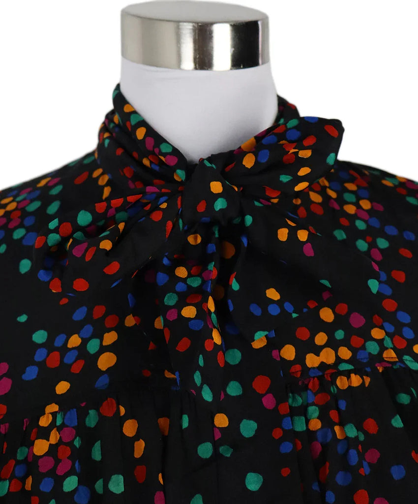 Saint Laurent Vintage Polka Dot Silk Top sz 10 - Michael's Consignment NYC