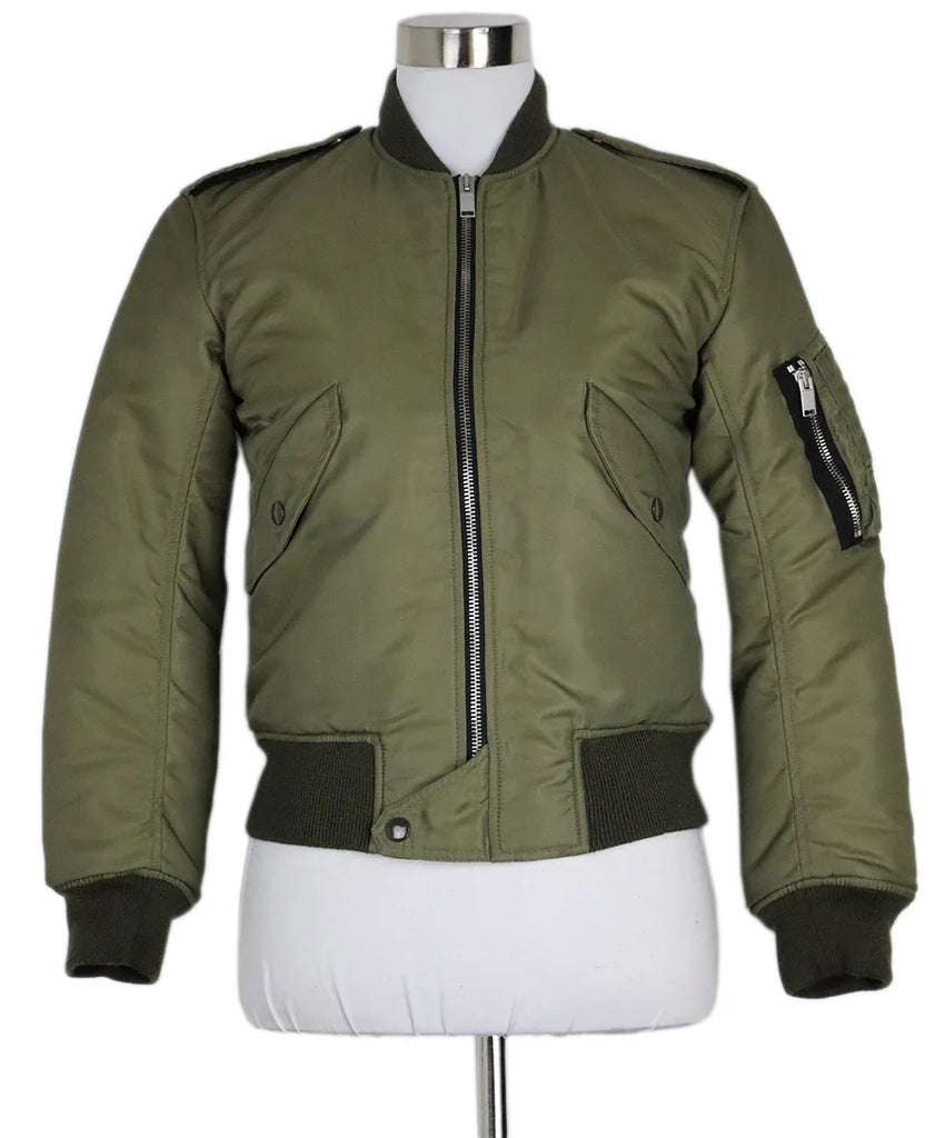 Saint Laurent Green Nylon Bomber Jacket sz 0 - Michael's Consignment NYC