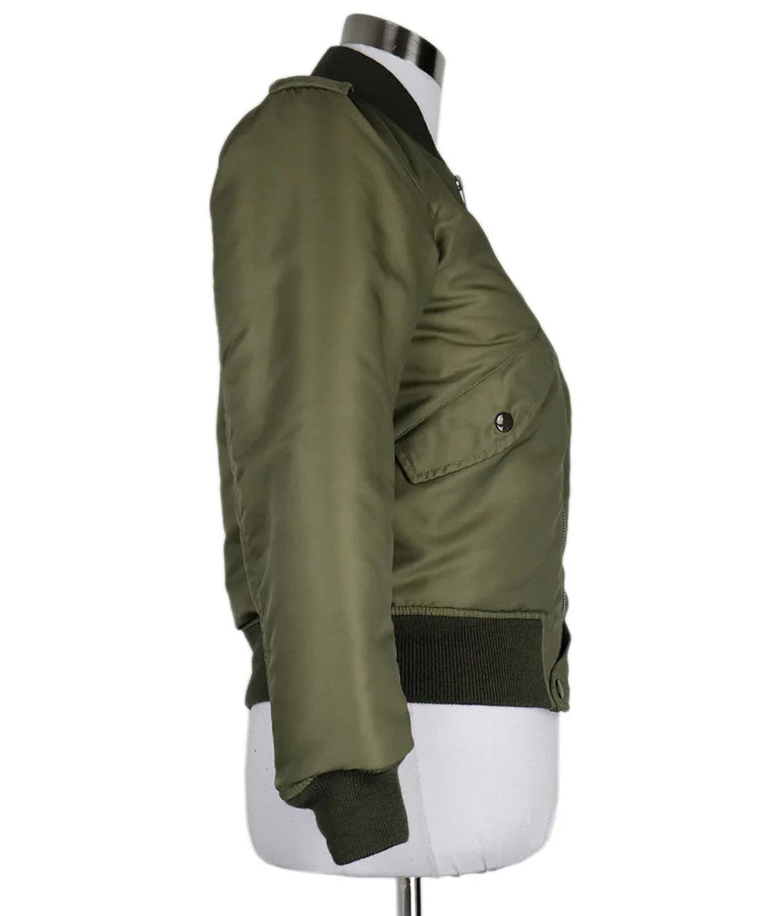 Saint Laurent Green Nylon Bomber Jacket sz 0 - Michael's Consignment NYC