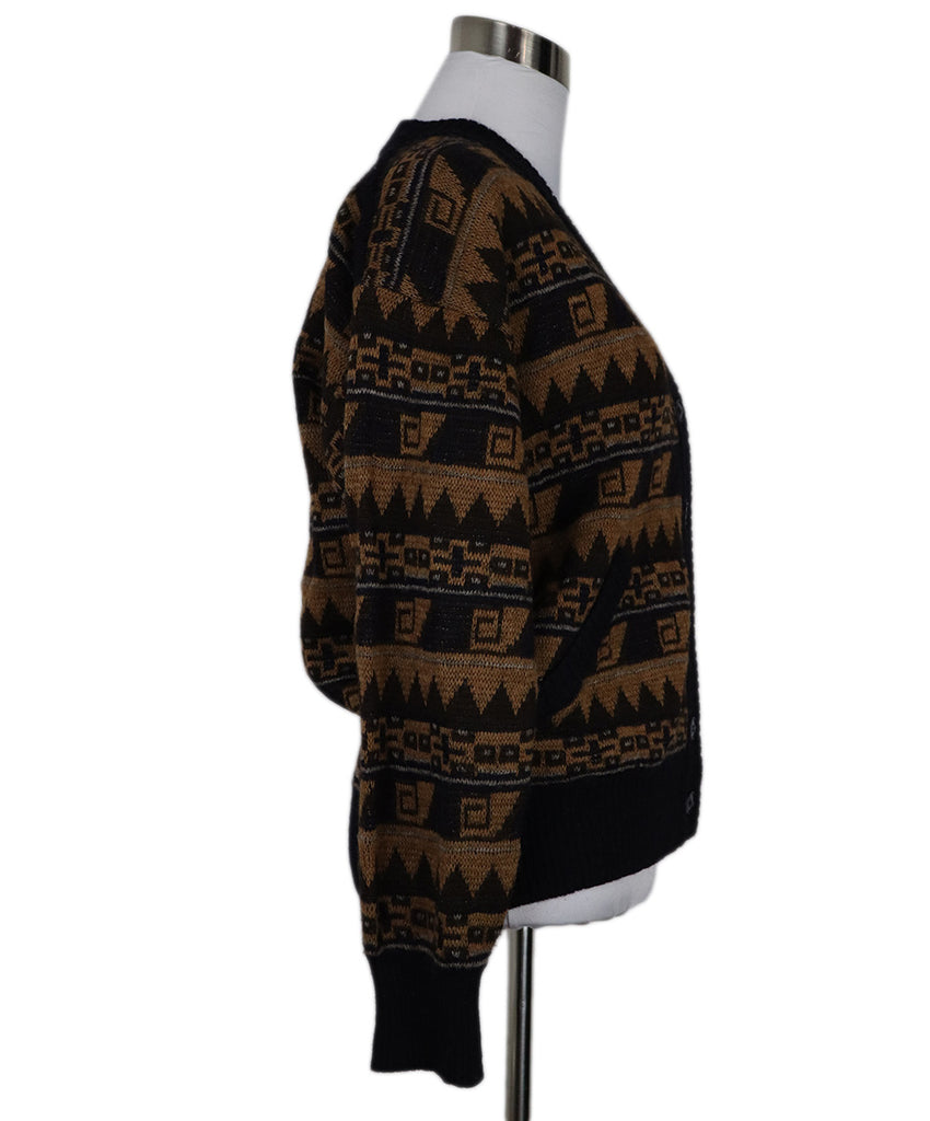 Saint Laurent Vintage Brown & Navy Wool Cardigan 1