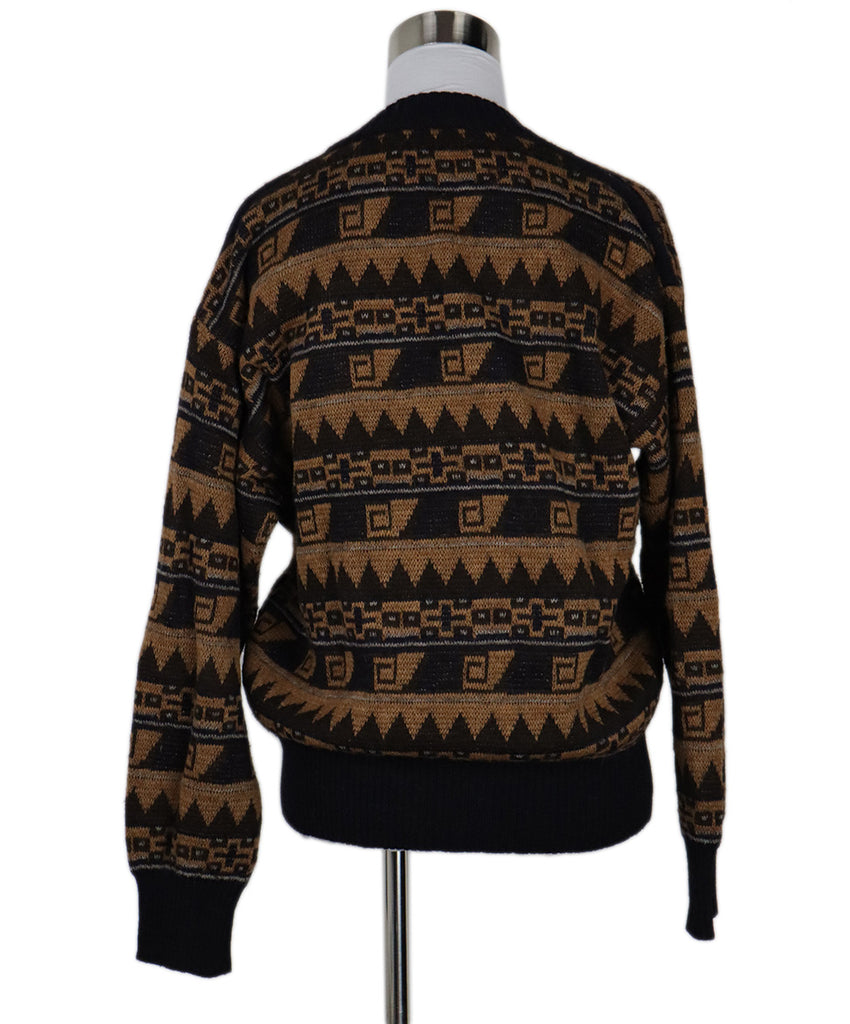 Saint Laurent Vintage Brown & Navy Wool Cardigan 2