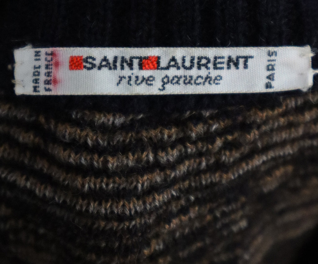 Saint Laurent Vintage Brown & Navy Wool Cardigan 3