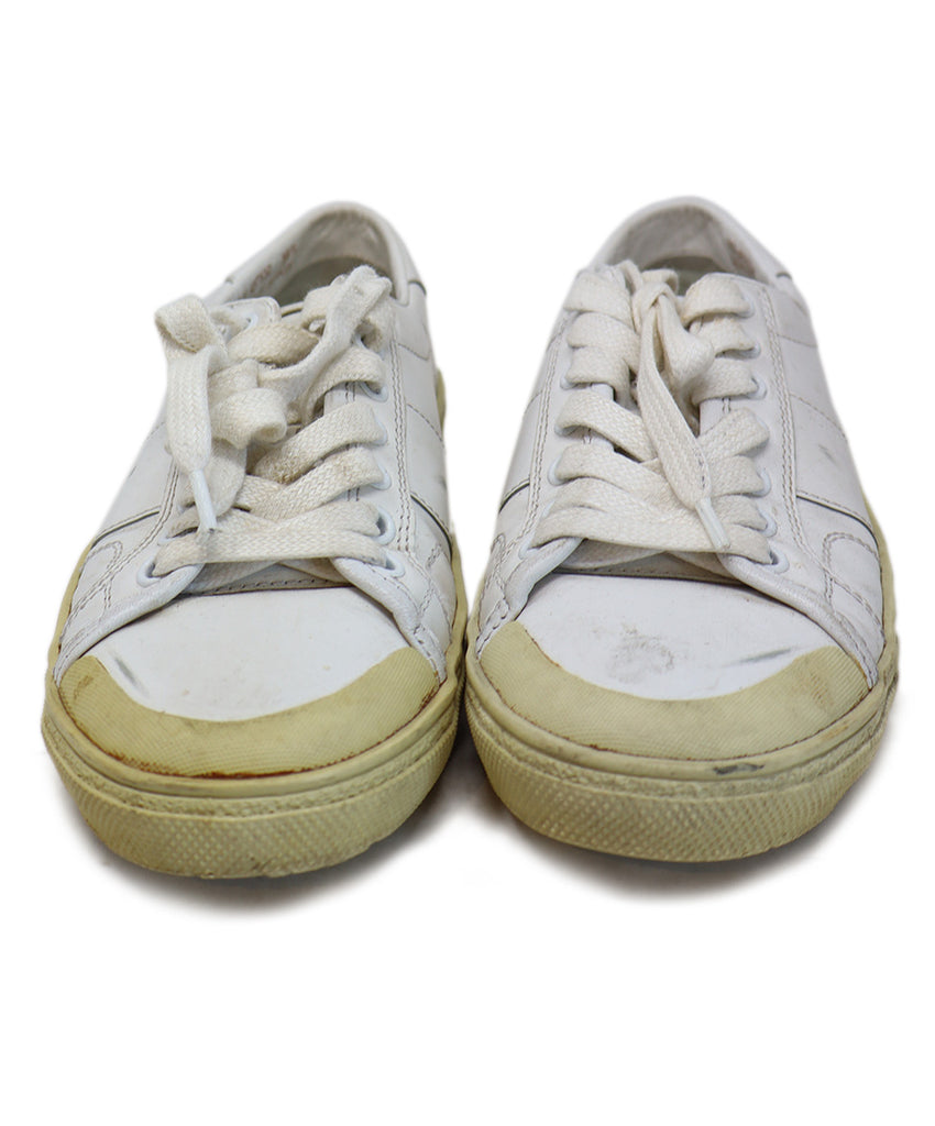 Saint Laurent White Distressed Leather Sneakers 3
