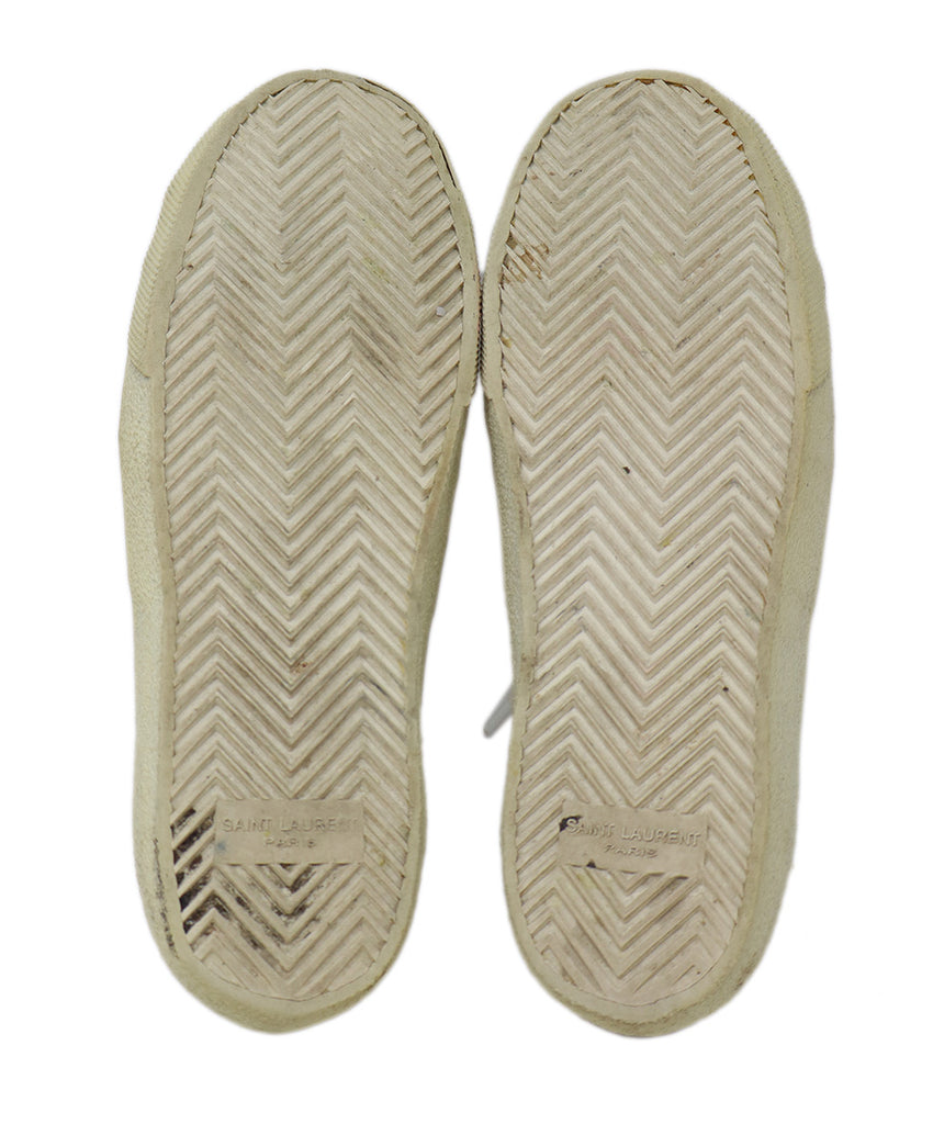 Saint Laurent White Distressed Leather Sneakers 4