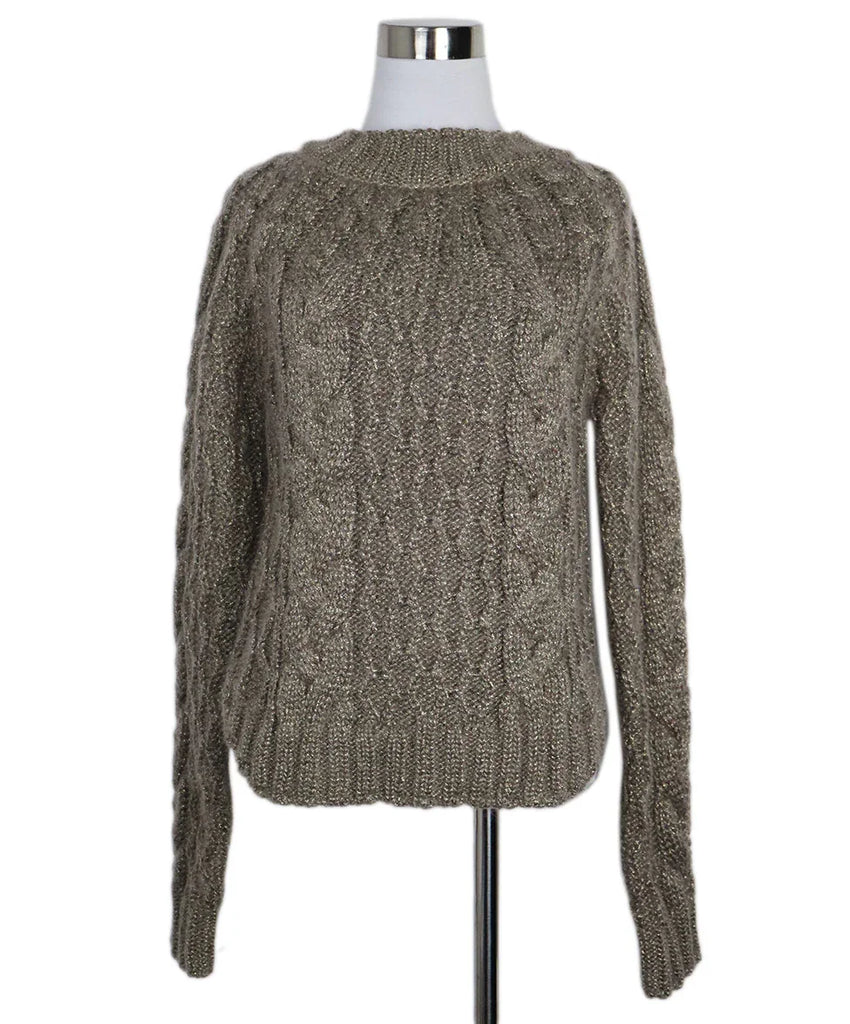 Saint Laurent Metallic Gold Cableknit Mohair Sweater sz 4 - Michael's Consignment NYC