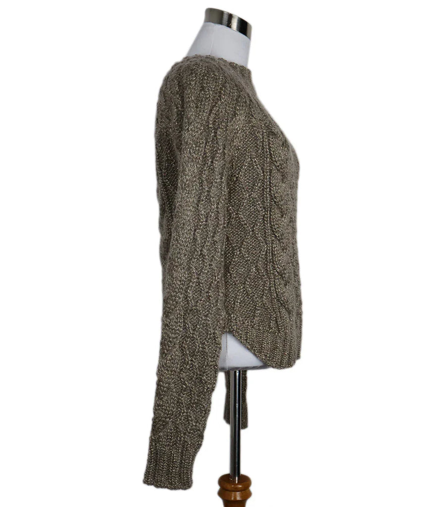 Saint Laurent Metallic Gold Cableknit Mohair Sweater sz 4 - Michael's Consignment NYC