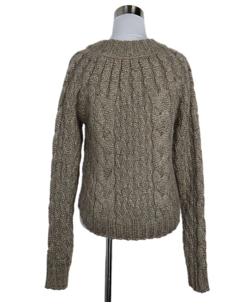 Saint Laurent Metallic Gold Cableknit Mohair Sweater sz 4 - Michael's Consignment NYC